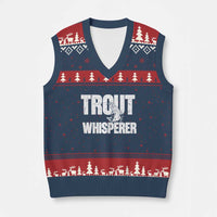 Trout Fishing V-Neck Knit Sweater Vest Funny Fishing Fisherman Trout Whisperer Gift - Wonder Print Shop