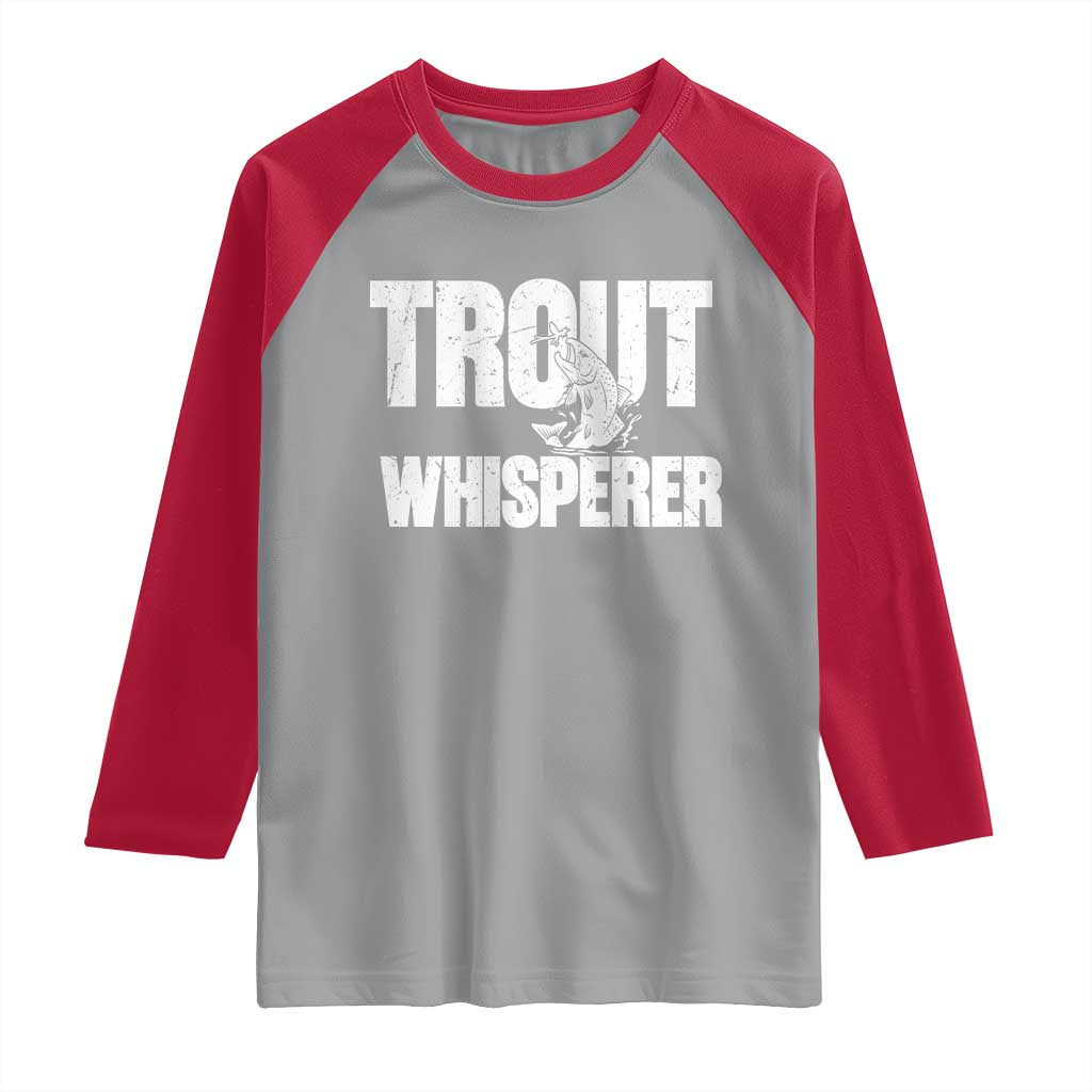 Trout Fishing Raglan Shirt Funny Fishing Fisherman Trout Whisperer Gift - Wonder Print Shop