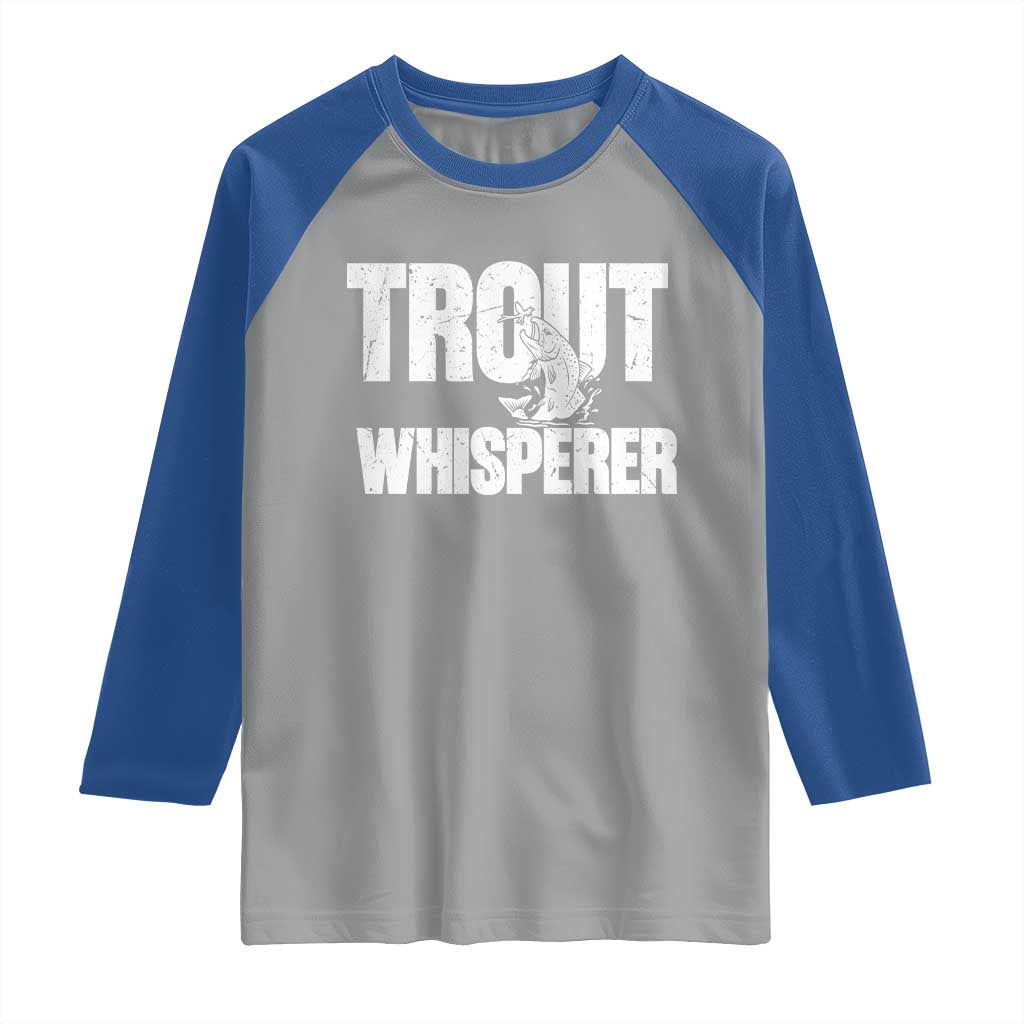 Trout Fishing Raglan Shirt Funny Fishing Fisherman Trout Whisperer Gift - Wonder Print Shop
