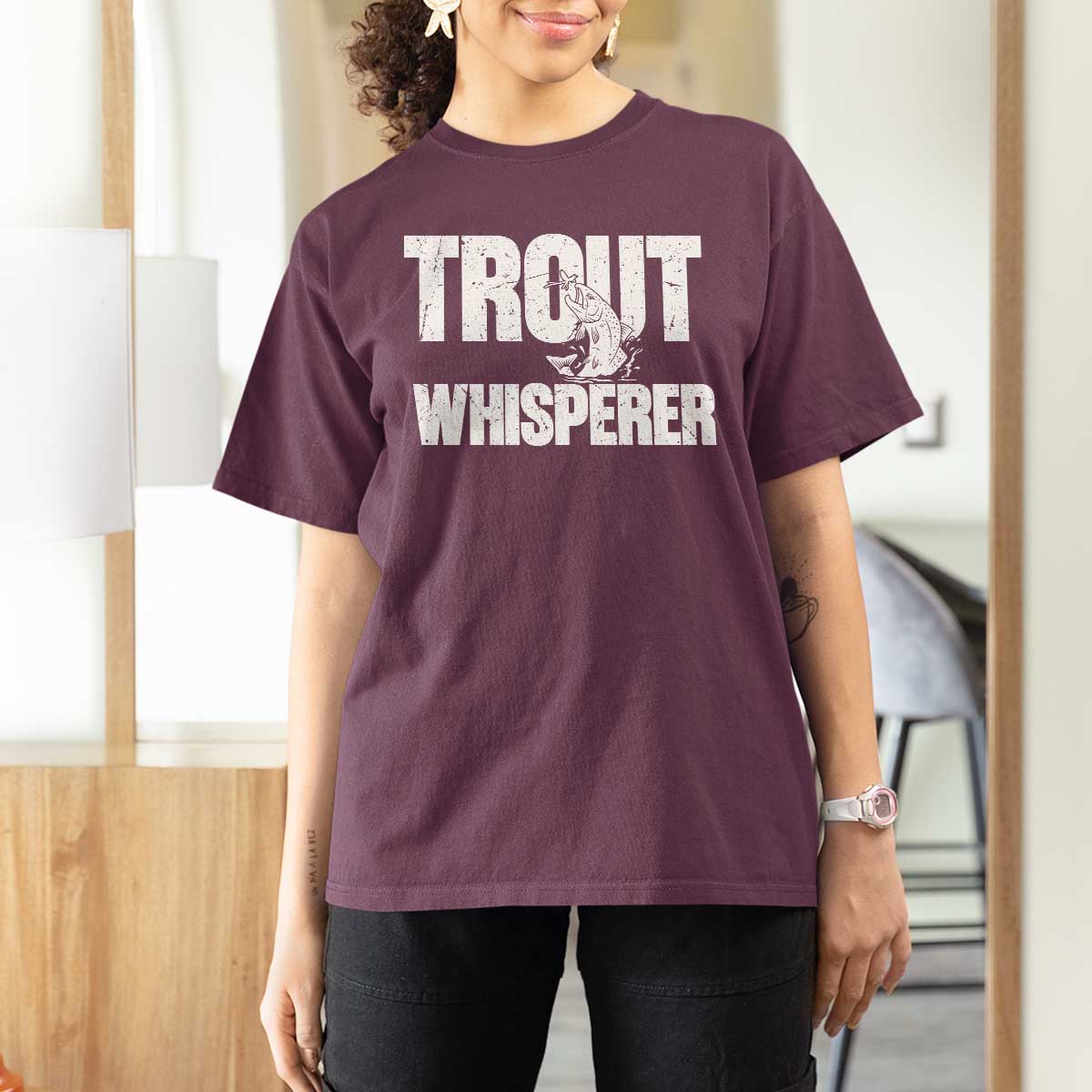 Trout Fishing T Shirt For Women Funny Fishing Fisherman Trout Whisperer Gift - Wonder Print Shop