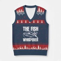 Funny Fishing V-Neck Knit Sweater Vest The Fish Whisperer Lake Life Gift For Fishermen Dads - Wonder Print Shop