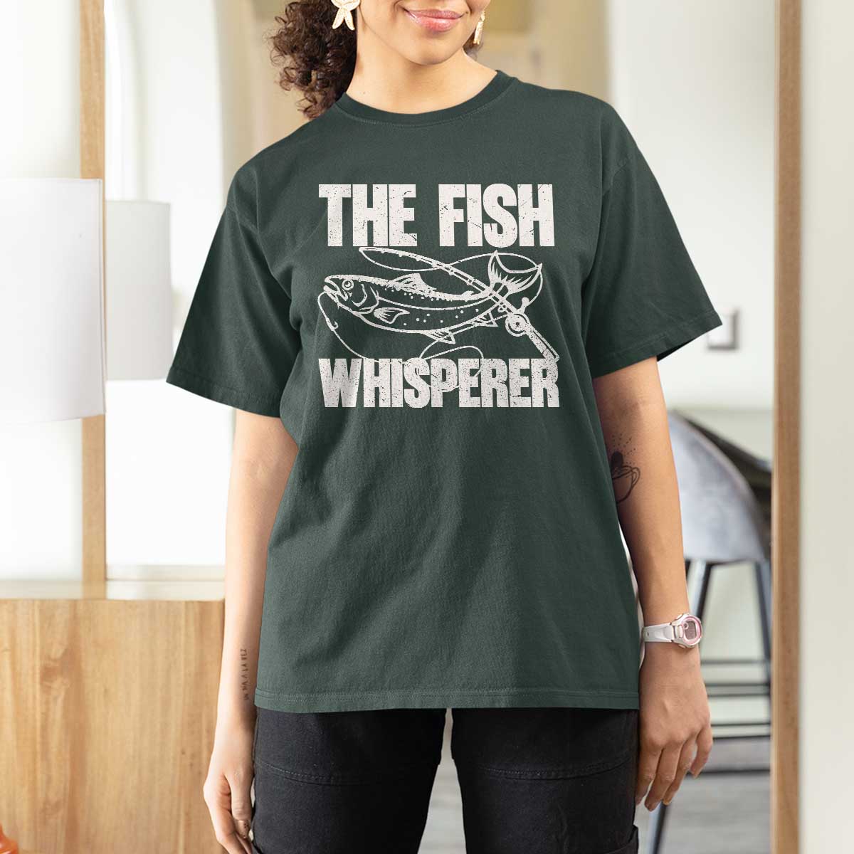 Funny Fishing T Shirt For Women The Fish Whisperer Lake Life Gift For Fishermen Dads - Wonder Print Shop