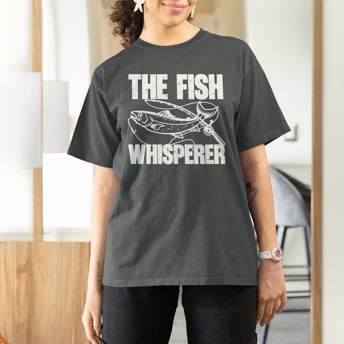 Funny Fishing T Shirt For Women The Fish Whisperer Lake Life Gift For Fishermen Dads - Wonder Print Shop