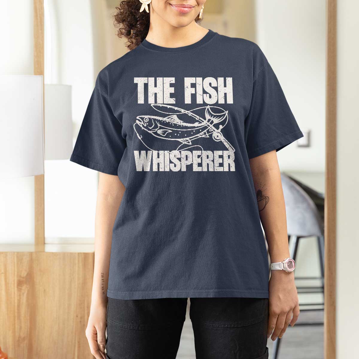 Funny Fishing T Shirt For Women The Fish Whisperer Lake Life Gift For Fishermen Dads - Wonder Print Shop