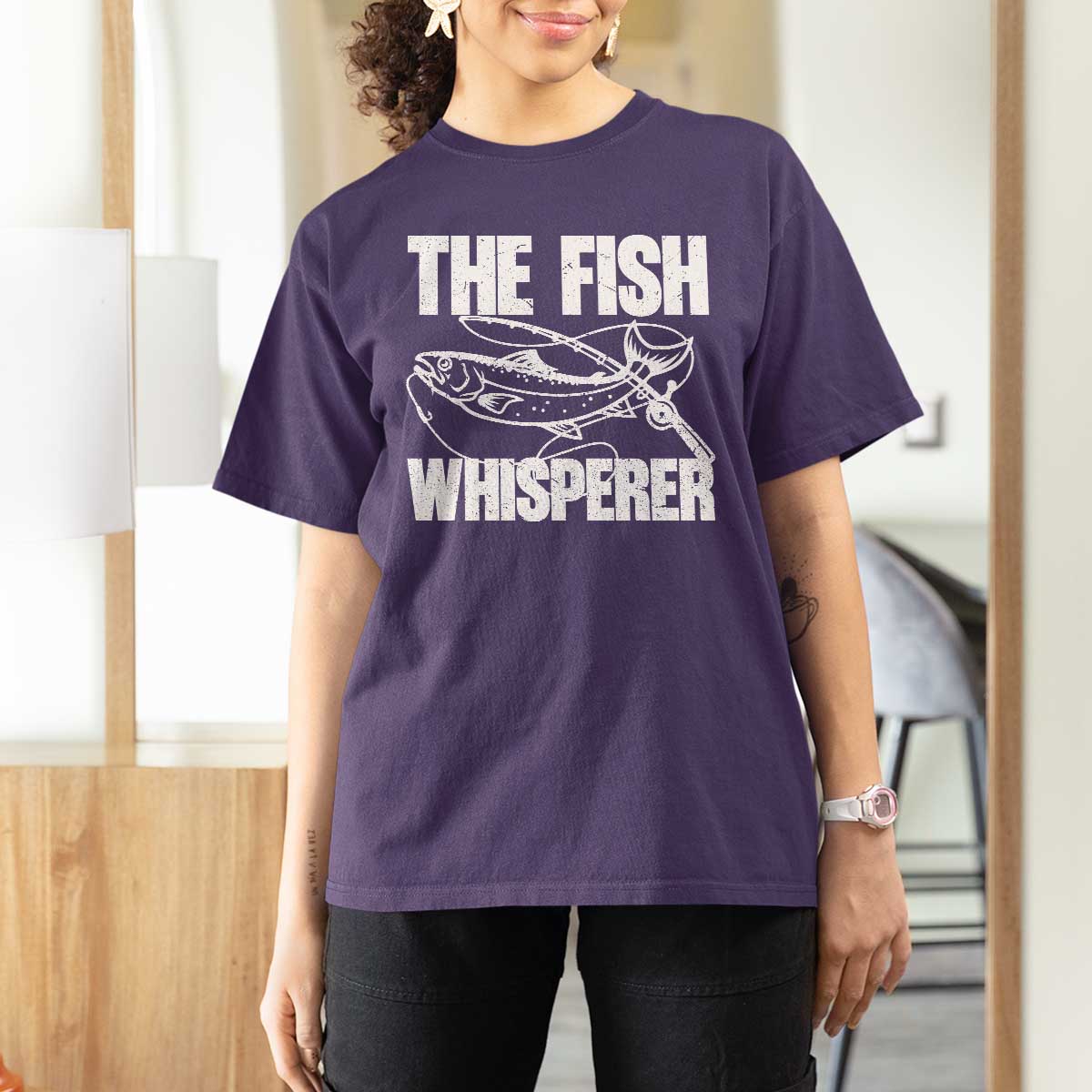 Funny Fishing T Shirt For Women The Fish Whisperer Lake Life Gift For Fishermen Dads - Wonder Print Shop