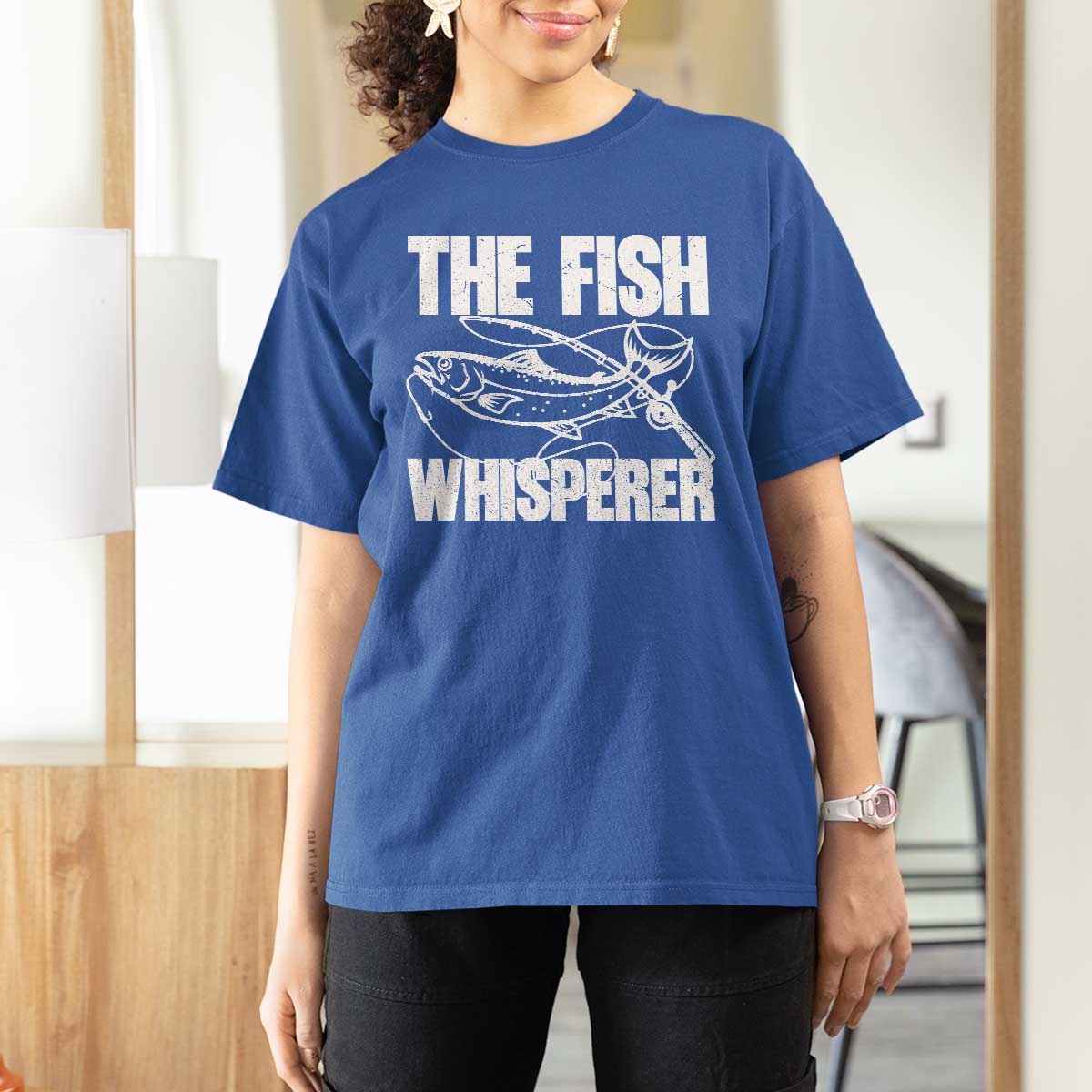 Funny Fishing T Shirt For Women The Fish Whisperer Lake Life Gift For Fishermen Dads - Wonder Print Shop