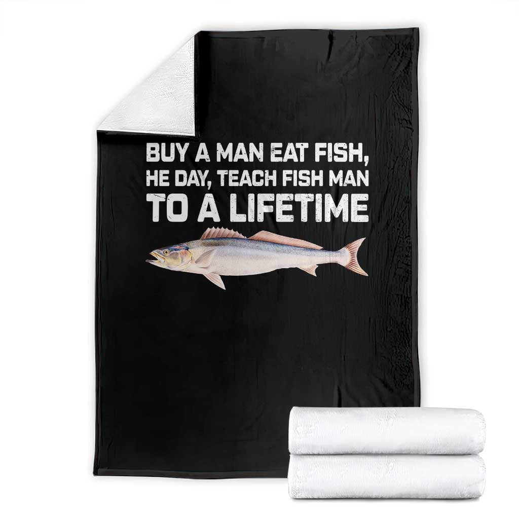 Funny Fishing Meme Throw Blanket Buy A Man Eat Fish Inappropriate - Wonder Print Shop