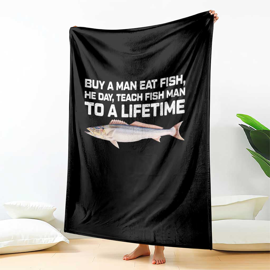 Funny Fishing Meme Throw Blanket Buy A Man Eat Fish Inappropriate - Wonder Print Shop