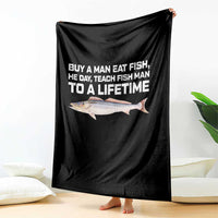 Funny Fishing Meme Throw Blanket Buy A Man Eat Fish Inappropriate - Wonder Print Shop