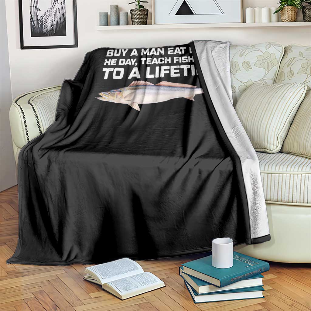 Funny Fishing Meme Throw Blanket Buy A Man Eat Fish Inappropriate - Wonder Print Shop