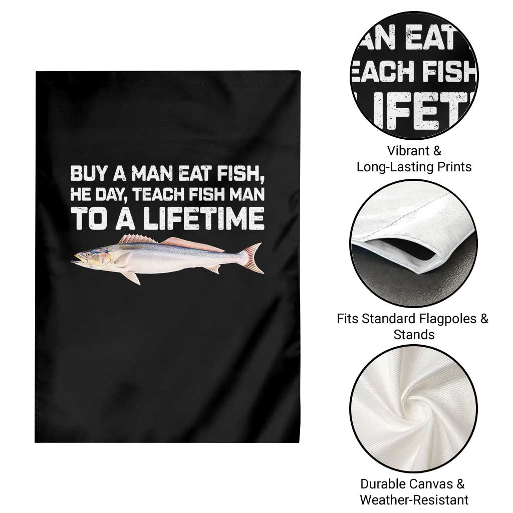 Funny Fishing Meme Garden Flag Buy A Man Eat Fish Inappropriate - Wonder Print Shop