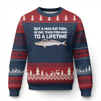 Funny Fishing Meme Ugly Christmas Sweater Buy A Man Eat Fish Inappropriate - Wonder Print Shop