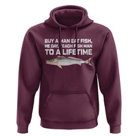 Funny Fishing Meme Hoodie Buy A Man Eat Fish Inappropriate - Wonder Print Shop