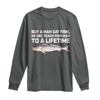 Funny Fishing Meme Long Sleeve Shirt Buy A Man Eat Fish Inappropriate - Wonder Print Shop
