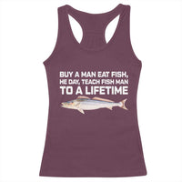 Funny Fishing Meme Racerback Tank Top Buy A Man Eat Fish Inappropriate - Wonder Print Shop