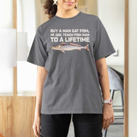 Funny Fishing Meme T Shirt For Women Buy A Man Eat Fish Inappropriate - Wonder Print Shop