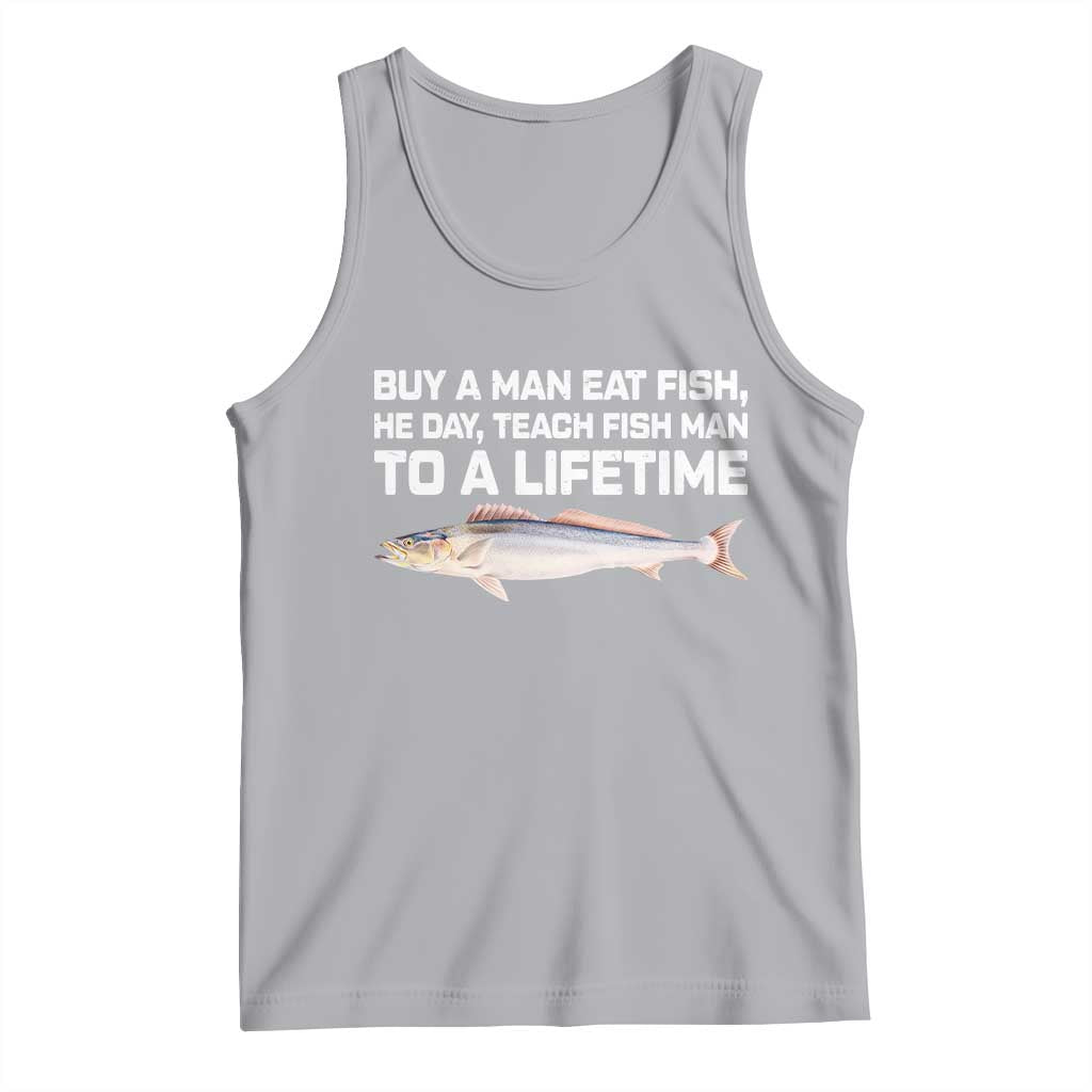 Funny Fishing Meme Tank Top Buy A Man Eat Fish Inappropriate - Wonder Print Shop