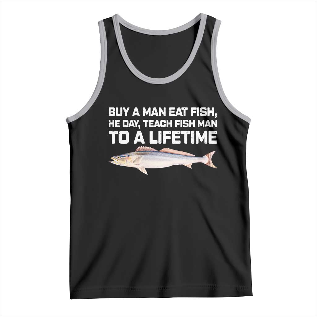 Funny Fishing Meme Tank Top Buy A Man Eat Fish Inappropriate - Wonder Print Shop
