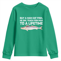Funny Fishing Meme Youth Sweatshirt Buy A Man Eat Fish Inappropriate - Wonder Print Shop