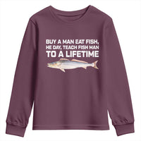 Funny Fishing Meme Youth Sweatshirt Buy A Man Eat Fish Inappropriate - Wonder Print Shop