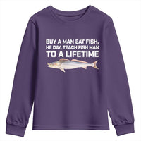 Funny Fishing Meme Youth Sweatshirt Buy A Man Eat Fish Inappropriate - Wonder Print Shop