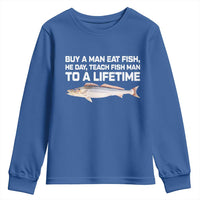 Funny Fishing Meme Youth Sweatshirt Buy A Man Eat Fish Inappropriate - Wonder Print Shop