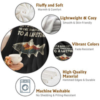 Funny Fishing Meme Throw Blanket Vintage Buy A Man Eat Fish Inappropriate - Wonder Print Shop