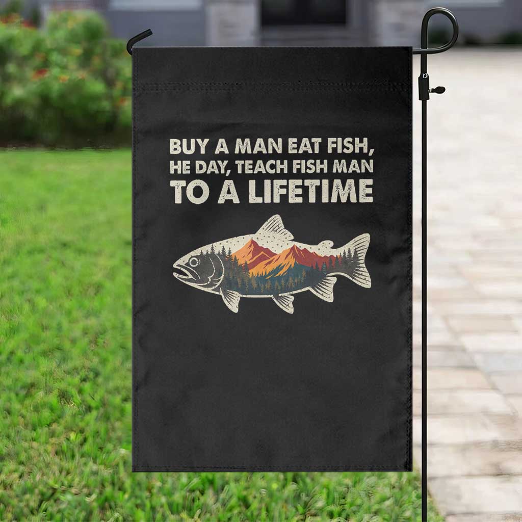 Funny Fishing Meme Garden Flag Vintage Buy A Man Eat Fish Inappropriate - Wonder Print Shop
