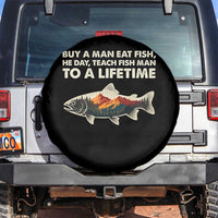 Funny Fishing Meme Spare Tire Cover Vintage Buy A Man Eat Fish Inappropriate - Wonder Print Shop
