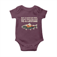 Funny Fishing Meme Baby Onesie Vintage Buy A Man Eat Fish Inappropriate - Wonder Print Shop