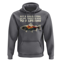 Funny Fishing Meme Hoodie Vintage Buy A Man Eat Fish Inappropriate - Wonder Print Shop