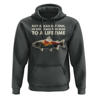 Funny Fishing Meme Hoodie Vintage Buy A Man Eat Fish Inappropriate - Wonder Print Shop