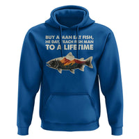 Funny Fishing Meme Hoodie Vintage Buy A Man Eat Fish Inappropriate - Wonder Print Shop