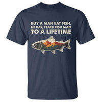Funny Fishing Meme T Shirt Vintage Buy A Man Eat Fish Inappropriate - Wonder Print Shop