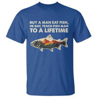 Funny Fishing Meme T Shirt Vintage Buy A Man Eat Fish Inappropriate - Wonder Print Shop
