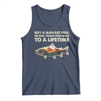 Funny Fishing Meme Tank Top Vintage Buy A Man Eat Fish Inappropriate - Wonder Print Shop