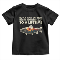 Funny Fishing Meme Toddler T Shirt Vintage Buy A Man Eat Fish Inappropriate - Wonder Print Shop