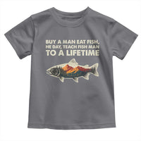 Funny Fishing Meme Toddler T Shirt Vintage Buy A Man Eat Fish Inappropriate - Wonder Print Shop