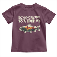 Funny Fishing Meme Toddler T Shirt Vintage Buy A Man Eat Fish Inappropriate - Wonder Print Shop
