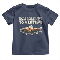 Funny Fishing Meme Toddler T Shirt Vintage Buy A Man Eat Fish Inappropriate - Wonder Print Shop