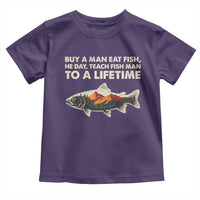 Funny Fishing Meme Toddler T Shirt Vintage Buy A Man Eat Fish Inappropriate - Wonder Print Shop