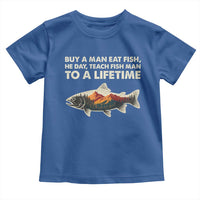 Funny Fishing Meme Toddler T Shirt Vintage Buy A Man Eat Fish Inappropriate - Wonder Print Shop