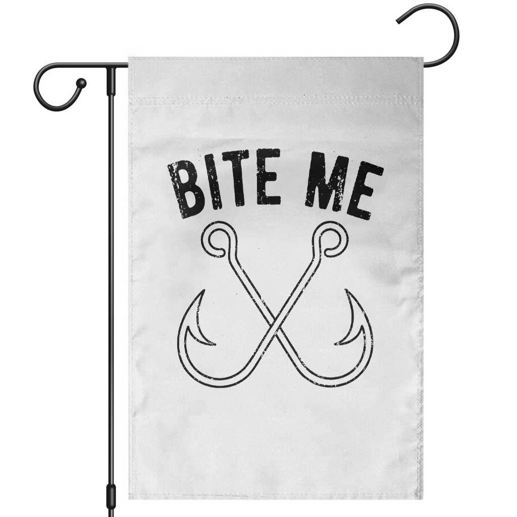 Cool Catchy Angler Garden Flag Retro Bite Me Bass Fishing Fishermen