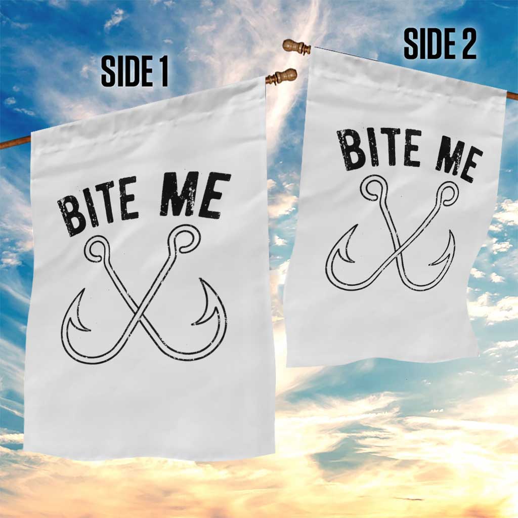 Cool Catchy Angler Garden Flag Retro Bite Me Bass Fishing Fishermen