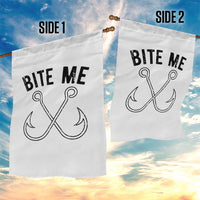 Cool Catchy Angler Garden Flag Retro Bite Me Bass Fishing Fishermen