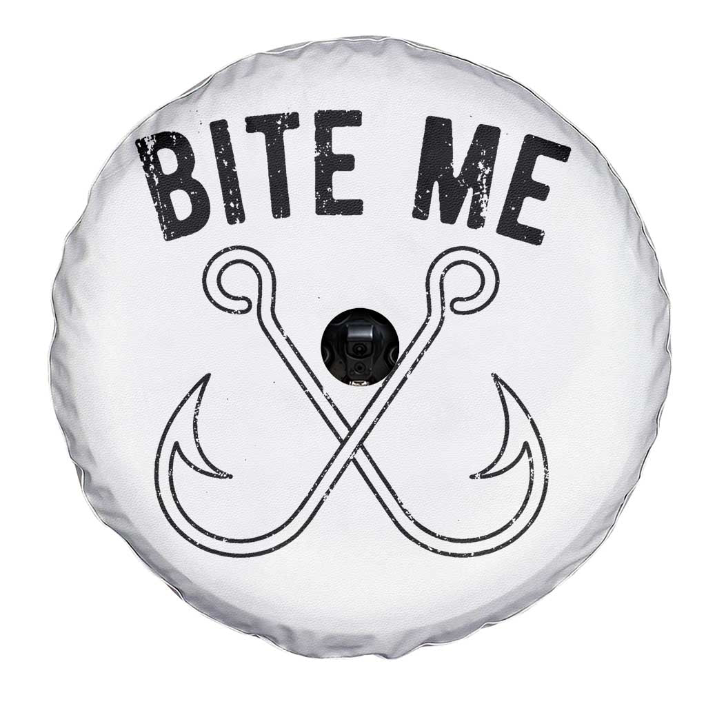 Cool Catchy Angler Spare Tire Cover Retro Bite Me Bass Fishing Fishermen