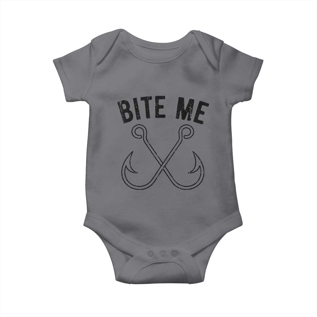 Cool Catchy Angler Baby Onesie Retro Bite Me Bass Fishing Fishermen