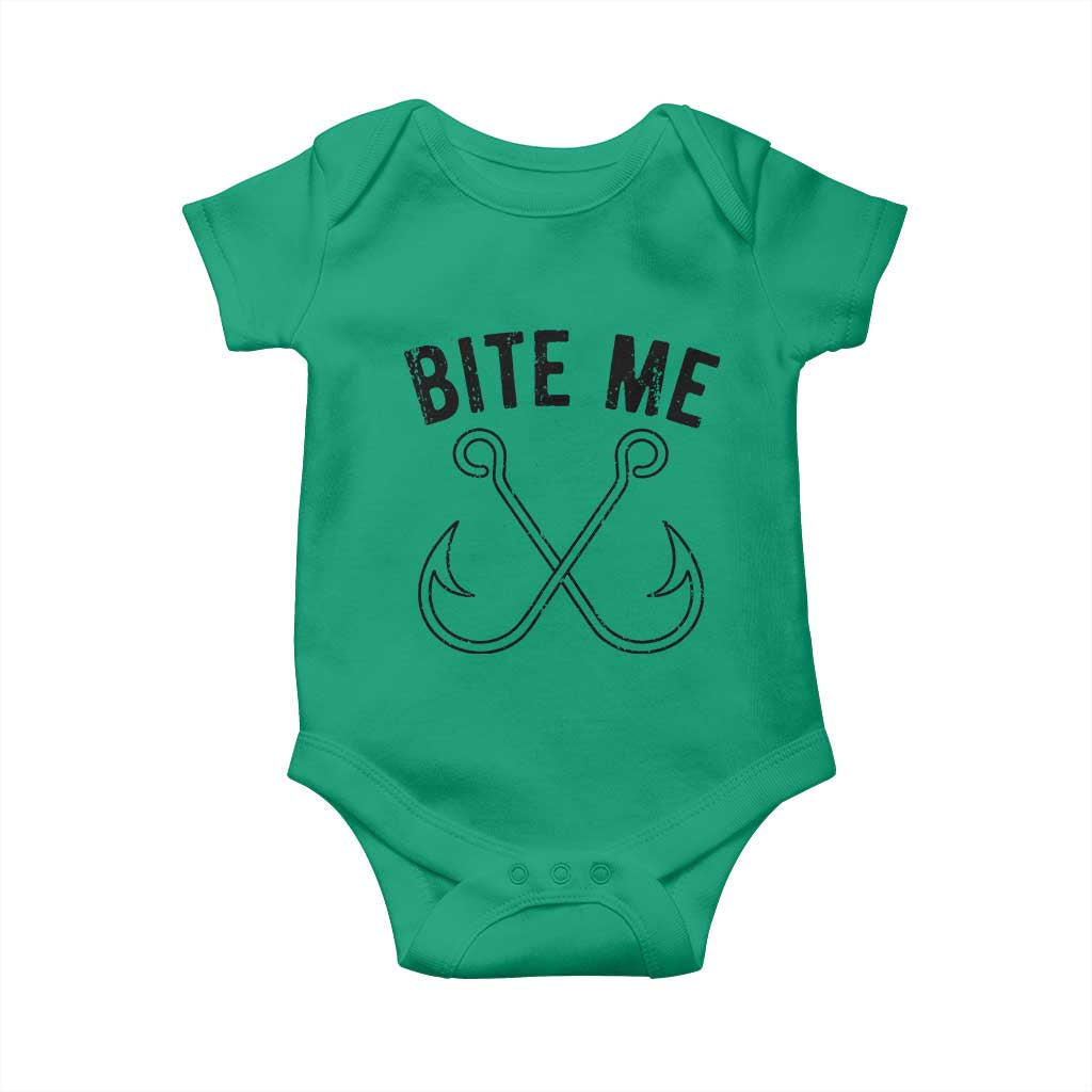 Cool Catchy Angler Baby Onesie Retro Bite Me Bass Fishing Fishermen