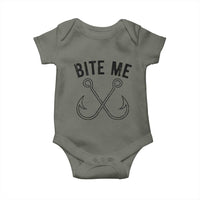 Cool Catchy Angler Baby Onesie Retro Bite Me Bass Fishing Fishermen