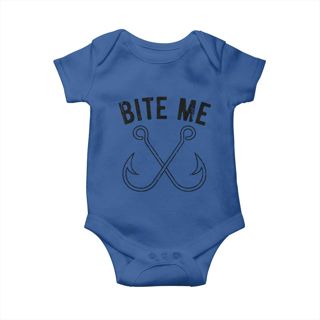 Cool Catchy Angler Baby Onesie Retro Bite Me Bass Fishing Fishermen